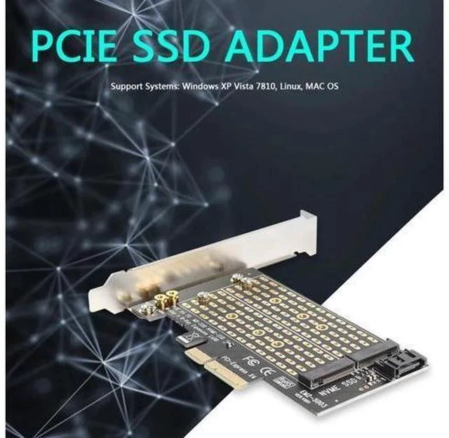 Alt view image 2 of 4 - NVME to PCIE Adapter M+B Key NGFF SSD to PCI-E 3.0 X4 SATA for Expansion Card Household Computer Accessories
