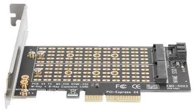 Alt view image 3 of 4 - NVME to PCIE Adapter M+B Key NGFF SSD to PCI-E 3.0 X4 SATA for Expansion Card Household Computer Accessories