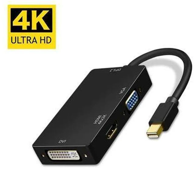 Alt view image 2 of 5 - 3 in 1 Thunderbolt 4K Mini Display Port Dock Converter MINI DP Male To DVI VGA Female Adapter Converter Hub