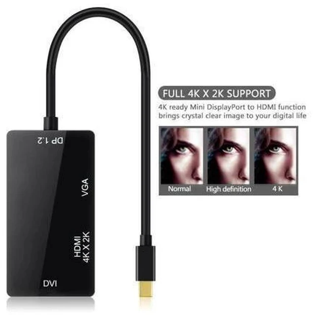 Alt view image 5 of 5 - 3 in 1 Thunderbolt 4K Mini Display Port Dock Converter MINI DP Male To DVI VGA Female Adapter Converter Hub