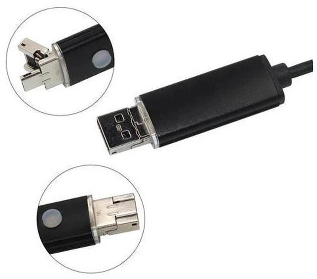 Alt view image 3 of 6 - USB Mini Endoscope Camera 7mm 2m 1m Flexible Soft/Hard Cable Borescope Inspection Camera Waterproof Lighting For Android