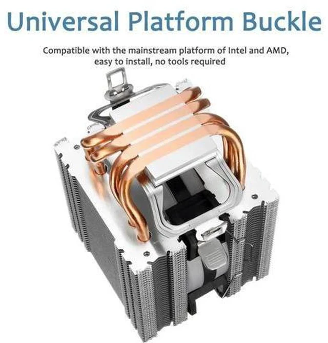 Alt view image 3 of 7 - 90mm 4 Heatpipe CPU Cooler Desktop Computer 4Pin RGB LED Fan Cooling Heatsink for Intel 775/1150/1151/1155/1156/1366 for AMD