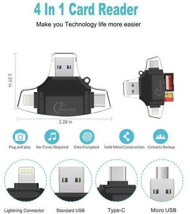Alt view image 3 of 7 - SD Card Reader microSD Adapter microsd Cardreader SDHC SDXC TF usb c OTG Memory Stick duo RS MMC Adaptador for iphone