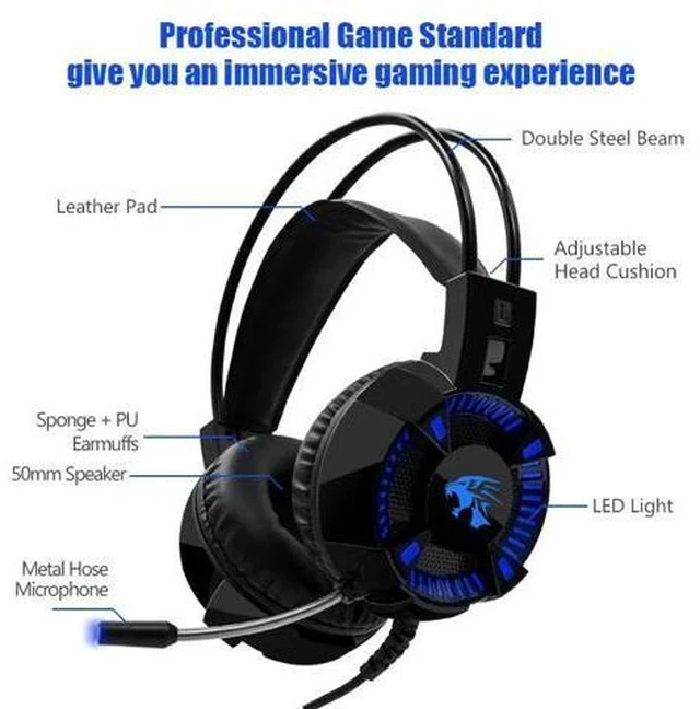 Alt view image 3 of 5 - Computer Stereo Gaming Headphones Earphones Back-light Game Headset for Mobile Phone PS4 Xbox PC Gamer with Microphone