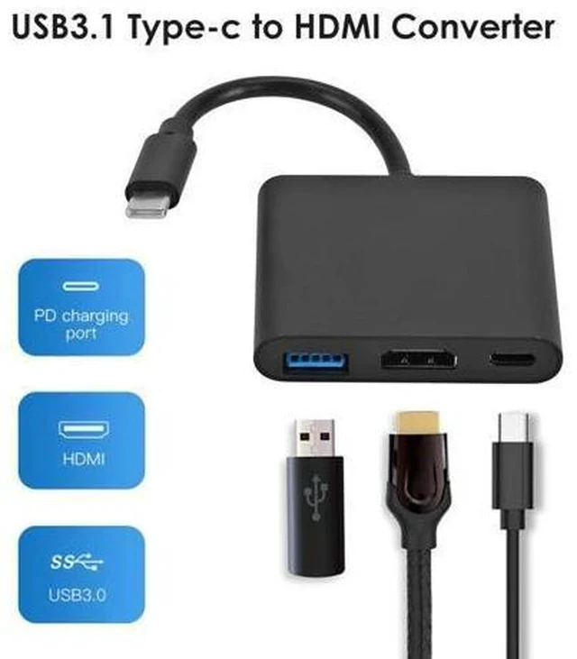 Alt view image 3 of 6 - 3 in 1 Type-C HUB USB 3.0 USB-C Female Converter Small Household Computer Accessories for Laptop Notebook PC