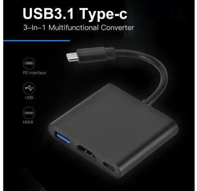Alt view image 5 of 6 - 3 in 1 Type-C HUB USB 3.0 USB-C Female Converter Small Household Computer Accessories for Laptop Notebook PC