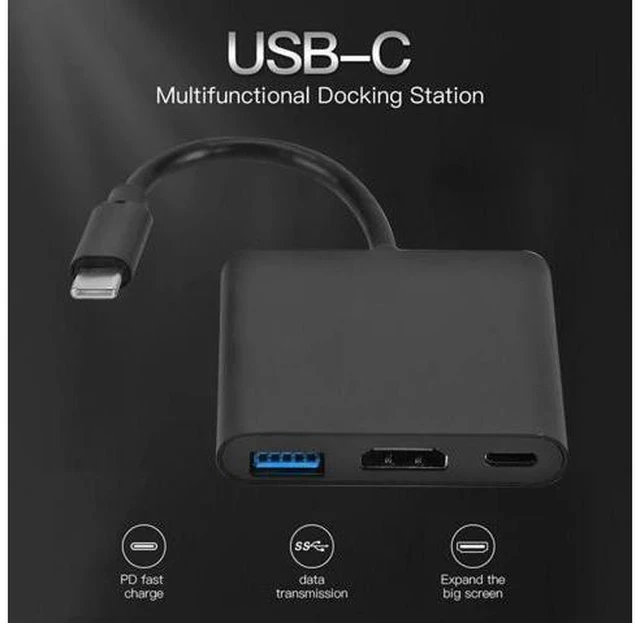 Alt view image 6 of 6 - 3 in 1 Type-C HUB USB 3.0 USB-C Female Converter Small Household Computer Accessories for Laptop Notebook PC