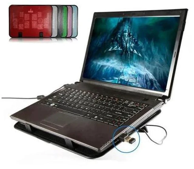 Alt view image 3 of 4 - Panel Dual Fan Notebook Cooler High Speed Silent Laptop Cooling Pad Slim Stand Holder for 14 Inch PC Computer