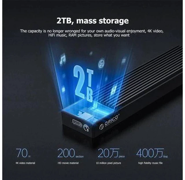 Alt view image 3 of 7 - LSDT M2 SSD Case Enclosure USB Type C Gen2 10Gbps PCIe NVME/5Gbps SATA NGFF SSD Case For 2230/2242/2260/2280 SSD Hard Disk
