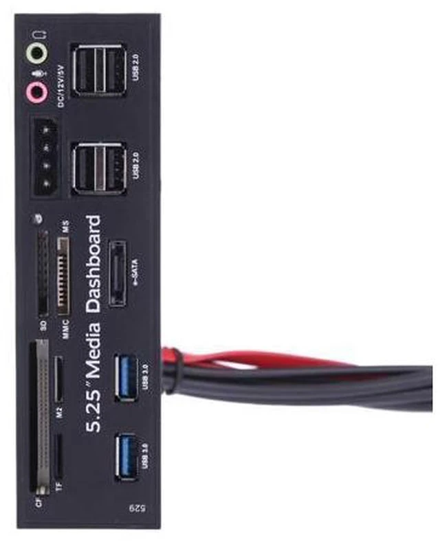 Alt view image 5 of 5 - 5.25"All-in-One Media Dashboard Multi-Function Front Panel Card Reader USB 2.0 and USB 3.0 ESATA Black Color