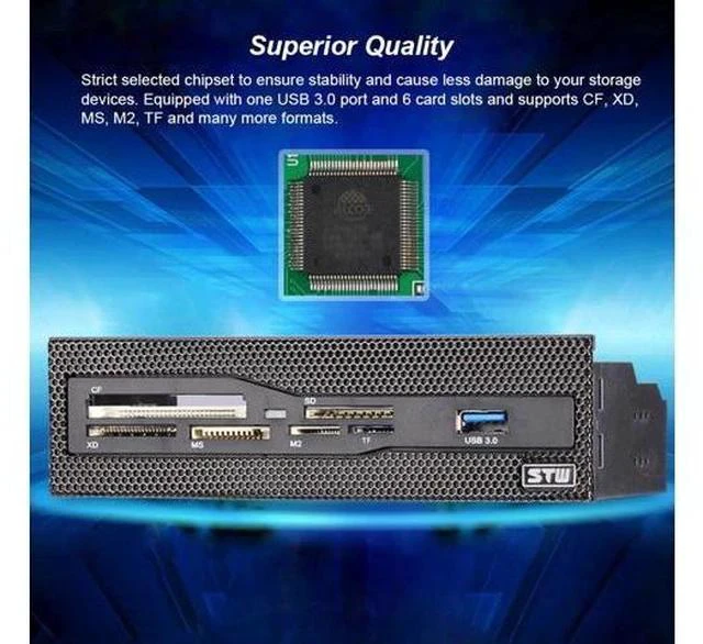 Main image of STW 5.25" Internal Card Reader Media Multi-Function Dashboard PC Front Panel USB 3.0 Support CF XD MS M2 TF