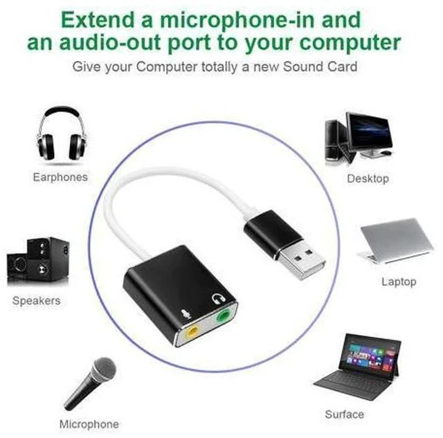 Alt view image 4 of 7 - USB Sound Card Type C / USB to 3.5mm Jack USB Audio Adapter Earphone Micphone for Macbook Computer Laptop PC
