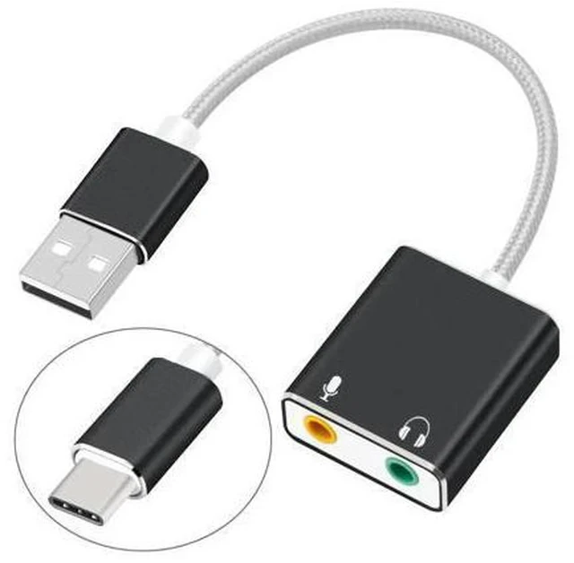 Alt view image 6 of 7 - USB Sound Card Type C / USB to 3.5mm Jack USB Audio Adapter Earphone Micphone for Macbook Computer Laptop PC