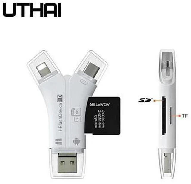 Alt view image 2 of 7 - C11 Lightning Card Reader SD TF USB C to MicroUSB Multi Card readers 4in1 Type-C Flash Drive For Iphone 7 8 11 X XR MAX