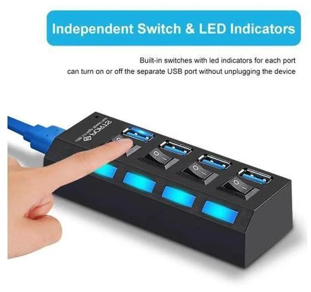 Alt view image 4 of 7 - 3.0 HUB 2.0 HUB Multi Splitter 4/7 Port Expander Multiple 3 Hab Use Power Adapter 3.0 Hub with Switch For PC