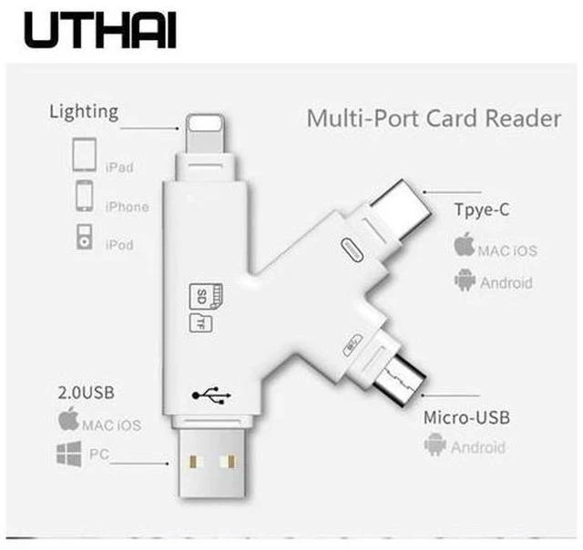 Alt view image 5 of 7 - C11 Lightning Card Reader SD TF USB C to MicroUSB Multi Card readers 4in1 Type-C Flash Drive For Iphone 7 8 11 X XR MAX