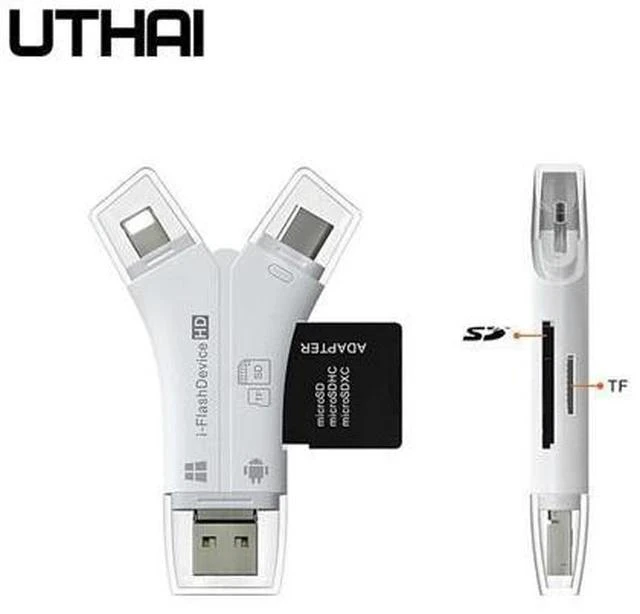 Alt view image 7 of 7 - C11 Lightning Card Reader SD TF USB C to MicroUSB Multi Card readers 4in1 Type-C Flash Drive For Iphone 7 8 11 X XR MAX