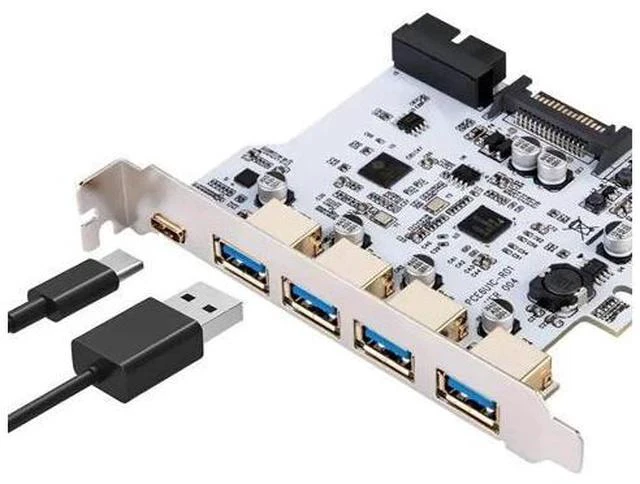 Main image of On Card USB 3.0 PCI-E Type C Expansion Card PCI Express PCI-E to USB 3.0 Controller 5Port + 1Port USB 3.1 PCI-E Card Adapter