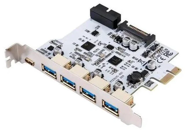 Alt view image 2 of 7 - On Card USB 3.0 PCI-E Type C Expansion Card PCI Express PCI-E to USB 3.0 Controller 5Port + 1Port USB 3.1 PCI-E Card Adapter