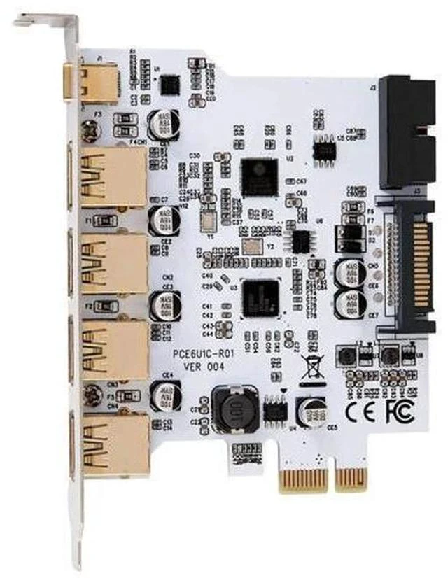 Alt view image 4 of 7 - On Card USB 3.0 PCI-E Type C Expansion Card PCI Express PCI-E to USB 3.0 Controller 5Port + 1Port USB 3.1 PCI-E Card Adapter