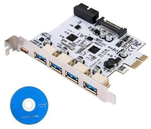 Alt view image 5 of 7 - On Card USB 3.0 PCI-E Type C Expansion Card PCI Express PCI-E to USB 3.0 Controller 5Port + 1Port USB 3.1 PCI-E Card Adapter