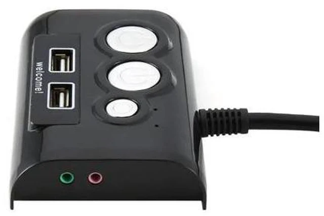 Alt view image 4 of 6 - Desktop PC Power Switch Supply on / off Reset Button Dual Switch with USB Ports and Audio to Office Internet Cafes