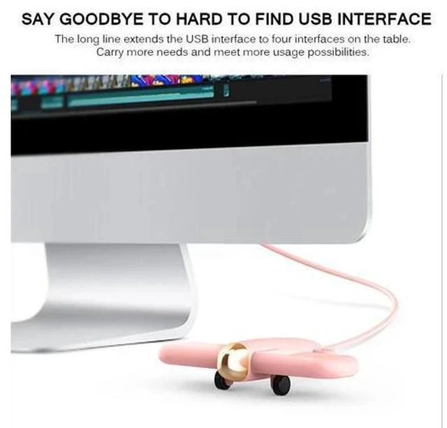 Alt view image 5 of 7 - Cute 4 Ports USB 2.0 HUB Usb Hub 3.0 Hub Usb Aircraft Shape USB Splitter External Multi Ports USB HUB For