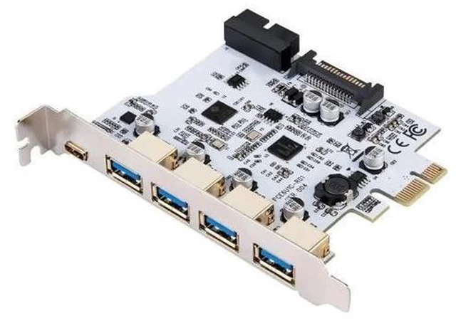 Alt view image 7 of 7 - On Card USB 3.0 PCI-E Type C Expansion Card PCI Express PCI-E to USB 3.0 Controller 5Port + 1Port USB 3.1 PCI-E Card Adapter