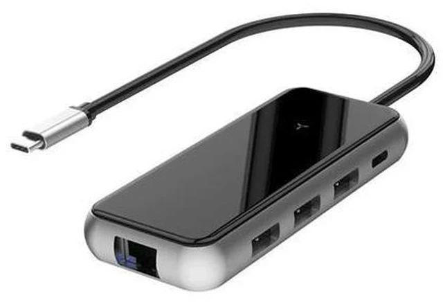 Alt view image 2 of 7 - USB C Hub Adapter 8 In1 Gigat RJ45+USB3.0X3+PD++SD/Mini Reader USB Hub for Mac Book Phone Laptop mac book