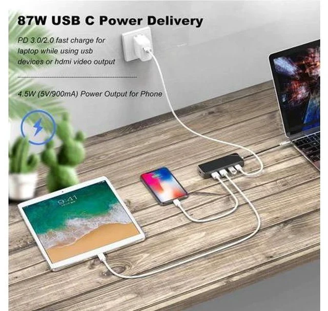 Alt view image 3 of 7 - USB C Hub Adapter 8 In1 Gigat RJ45+USB3.0X3+PD++SD/Mini Reader USB Hub for Mac Book Phone Laptop mac book