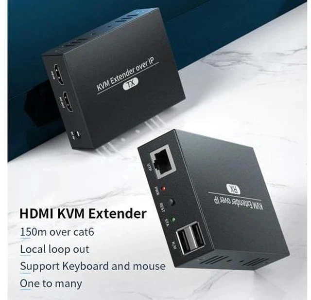 Alt view image 4 of 5 - 200M KVM Extender Over IP USB Extender via cat6 Rj45 Ethernet Network USB Over UTP/STP Support USB Mouse Keyboard