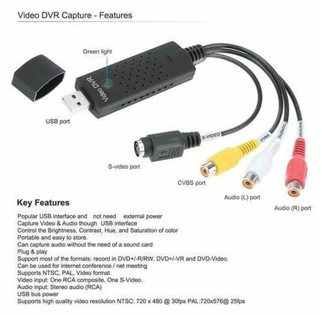 Alt view image 4 of 5 - 2.0 Audio Television Video VHS to PC DVD VCR Converter Easy Capture Card Adapter DJA99