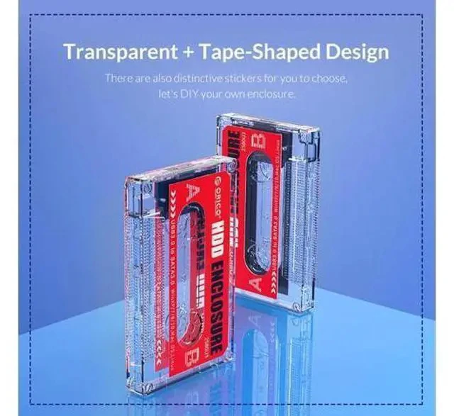 Alt view image 3 of 7 - HD Hard Drive Case USB3.0 HDD Enclosure External Transparent SSD box Cassette Tape Design for 2.5'' SSD HDD hard disk