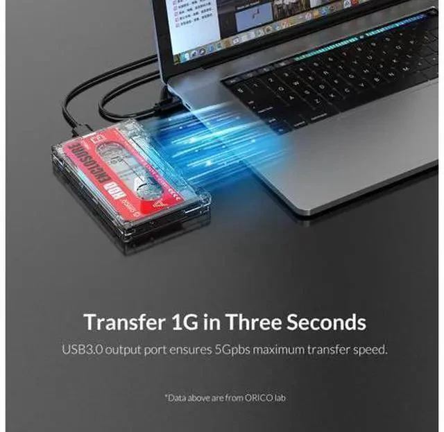 Alt view image 4 of 7 - HD Hard Drive Case USB3.0 HDD Enclosure External Transparent SSD box Cassette Tape Design for 2.5'' SSD HDD hard disk