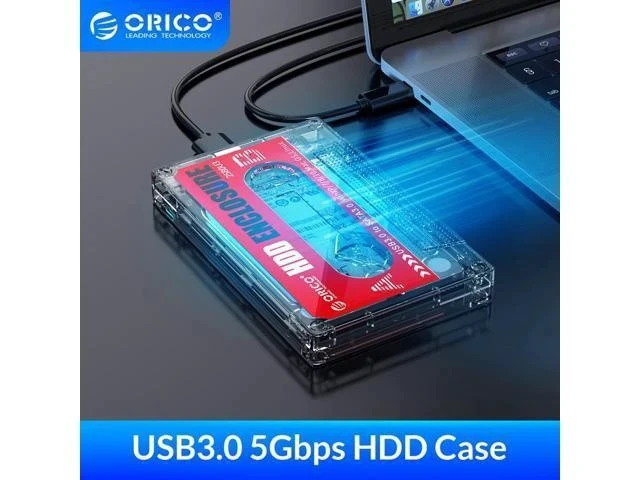 Alt view image 6 of 7 - HD Hard Drive Case USB3.0 HDD Enclosure External Transparent SSD box Cassette Tape Design for 2.5'' SSD HDD hard disk