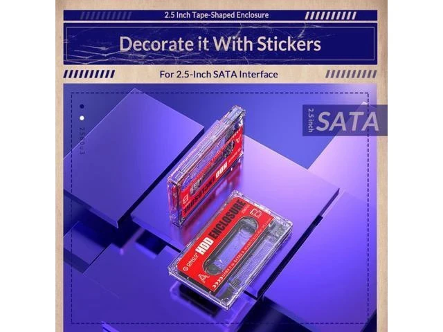 Alt view image 7 of 7 - HD Hard Drive Case USB3.0 HDD Enclosure External Transparent SSD box Cassette Tape Design for 2.5'' SSD HDD hard disk