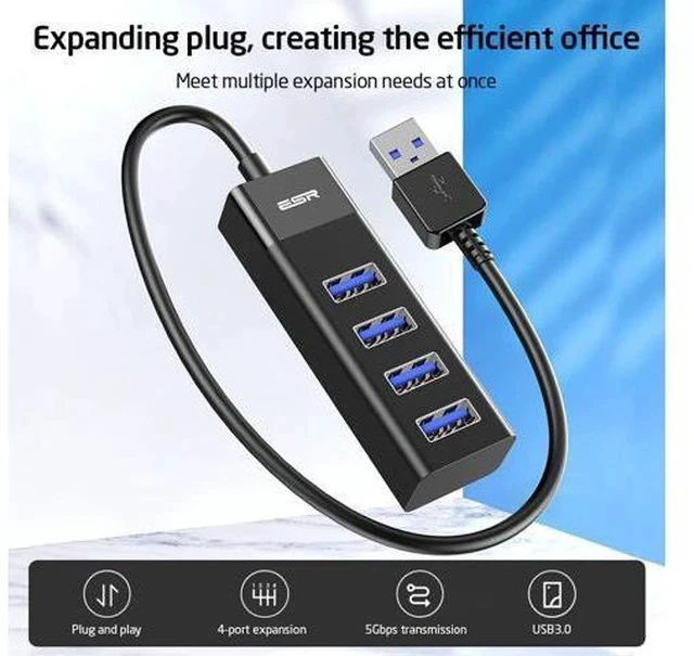 Alt view image 2 of 5 - USB HUB Adapter USB 3.0 Dock Fast Transfer Splitter 3 4 Ports 4-In-1 USB Extention Transfer for PC MacBook Pro Tablet