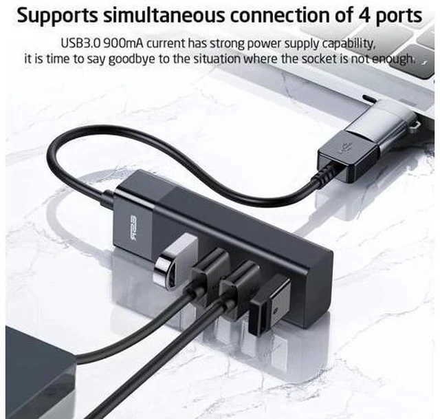 Alt view image 4 of 5 - USB HUB Adapter USB 3.0 Dock Fast Transfer Splitter 3 4 Ports 4-In-1 USB Extention Transfer for PC MacBook Pro Tablet