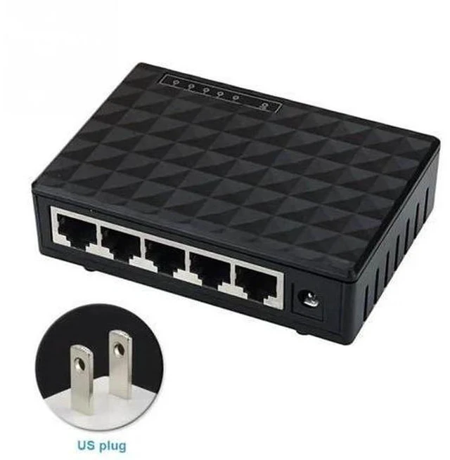 Alt view image 2 of 5 - 10/100 Gigabit Ethernet Gigabit Mini Hub 5-Port Desktop Adapter Network Exchange Switch LAN up to 1000 megabits/second