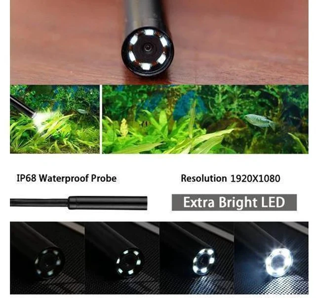Alt view image 4 of 7 - 5M 7mm Endoscope Camera Flexible IP67 Waterproof Inspection Borescope Camera for Android PC Notebook 6LEDs Adjustable