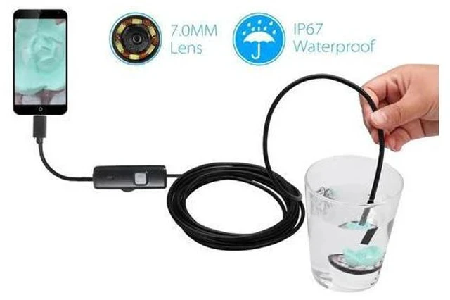 Alt view image 7 of 7 - 5M 7mm Endoscope Camera Flexible IP67 Waterproof Inspection Borescope Camera for Android PC Notebook 6LEDs Adjustable