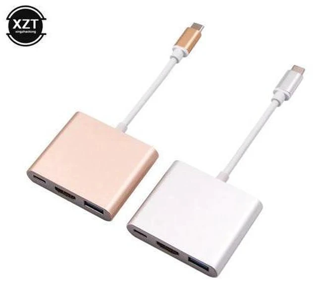 Alt view image 4 of 7 - C HUB to Adapter For Macbook Pro/Air Thunderbolt 3 Type C Hub to 4K 3.0 Port -C Power Delivery