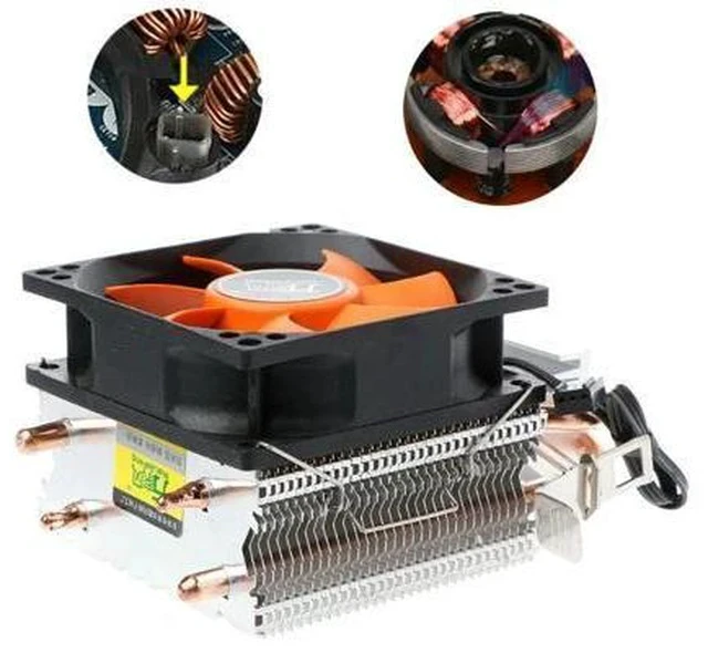 Alt view image 2 of 5 - 2 Heatpipe Aluminium PC CPU Cooler Cooling Fan For Intel 775/1155/1151 754/AM2