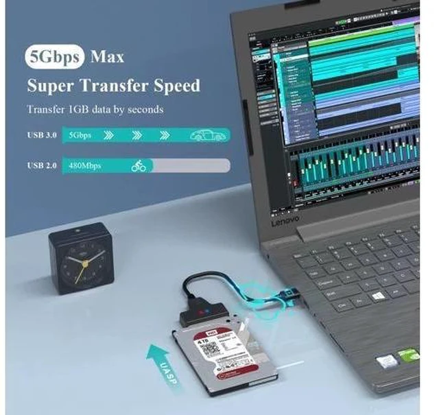 Alt view image 7 of 7 - SATA to USB 3.0 Adapter Cable SSD and HDD Hard Drive Connector 5Gbps Support SATA III UASP SSD/HDD Data Transfer
