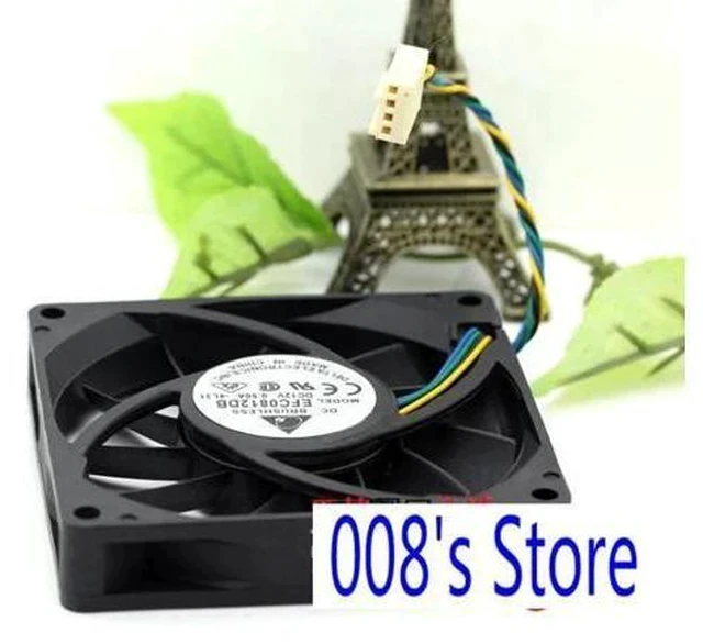 Alt view image 4 of 5 - Radiator CPU Cooler Fan For Server Computer EFC0812DB 8CM 80MM 8015 80*80*15MM 12V 0.5A 4 Wire PWM Cooling 400010%RPM