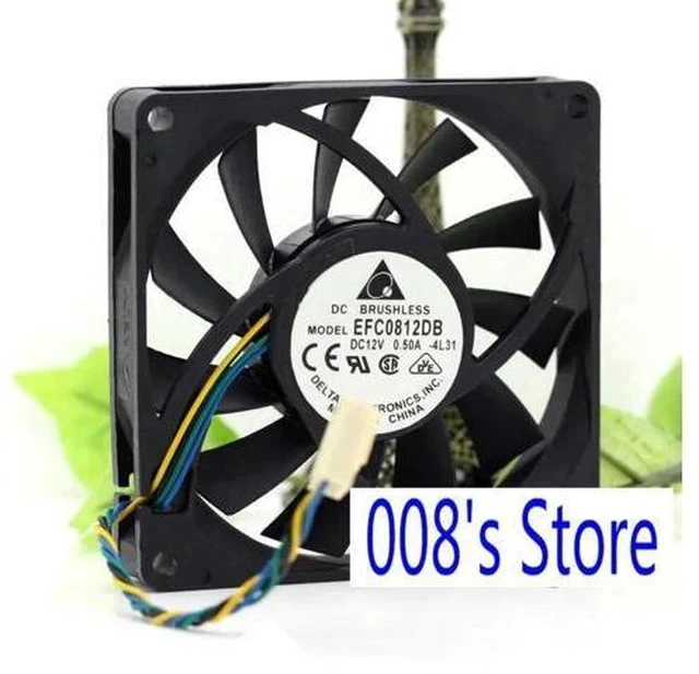 Alt view image 3 of 5 - Radiator CPU Cooler Fan For Server Computer EFC0812DB 8CM 80MM 8015 80*80*15MM 12V 0.5A 4 Wire PWM Cooling 400010%RPM