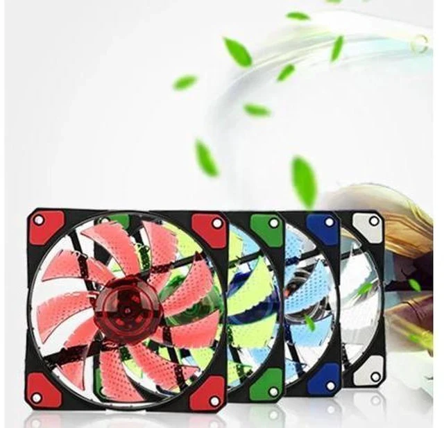 Alt view image 2 of 7 - 120mm pc computer fan 15 Lights LED Cooler Cooling Fan Plastic 12V DC 4P 3P 120*120*25mm Easy Installed Fan Colorful Computer