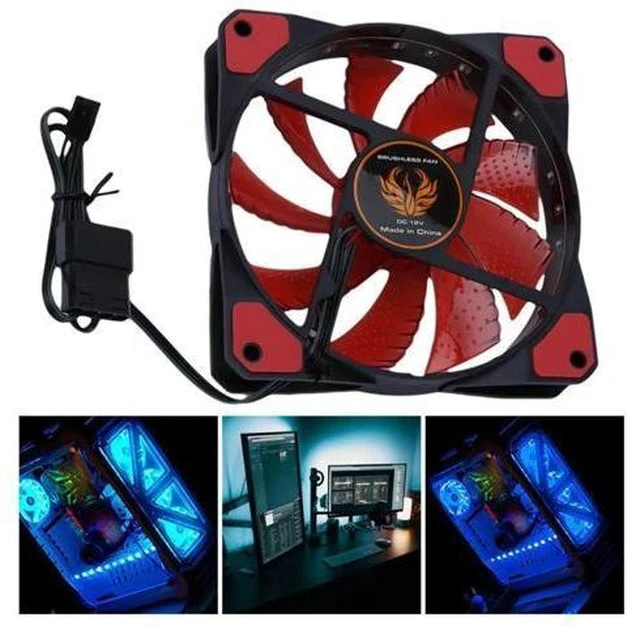 Alt view image 4 of 7 - 120mm pc computer fan 15 Lights LED Cooler Cooling Fan Plastic 12V DC 4P 3P 120*120*25mm Easy Installed Fan Colorful Computer