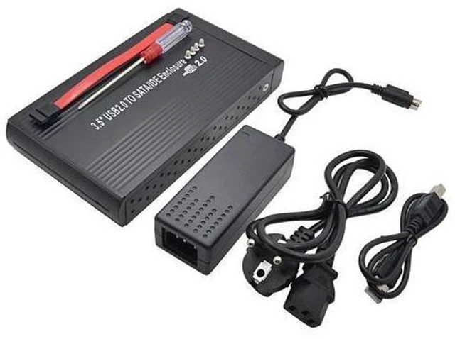Alt view image 5 of 5 - 3.5 Inch HDD External Enclosure Box HD SSD DVD Drive Hard Disk 2TB Sata IDE to USB 2.0 Adapter Eu Power Aluminum Case