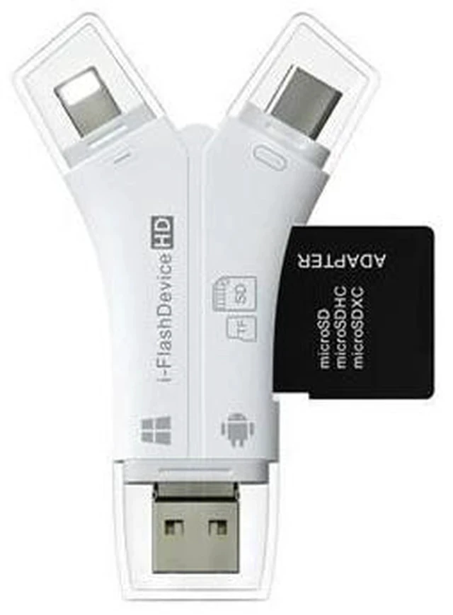 Alt view image 7 of 7 - Pattern 4 in 1 Tpe-c/Lightning/Micro USB/USB 2.0 Card Reader SD TF Card Reader For Android iPad/iPhone 7 plus OTG Reader